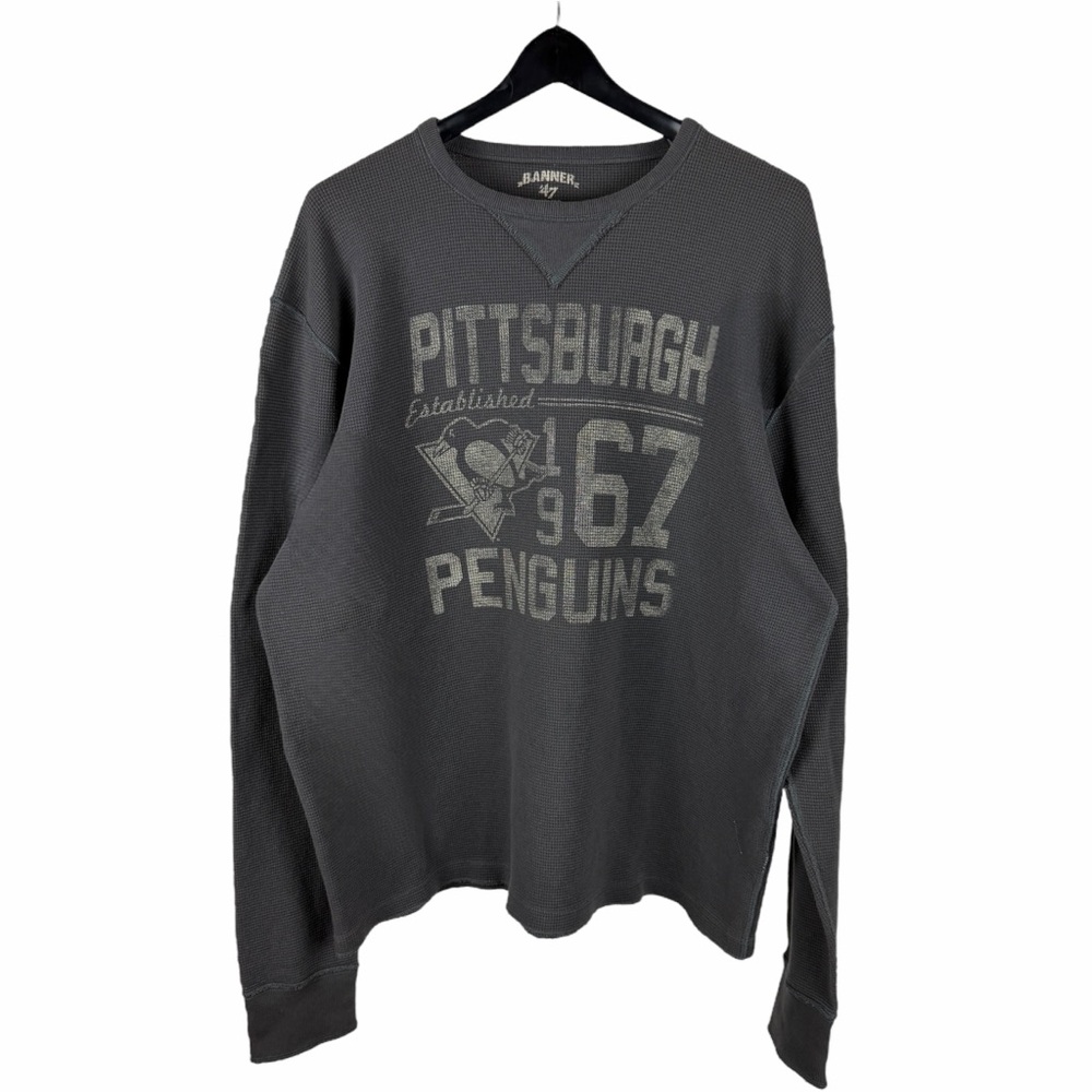 Mens Y2K Banner 47 Pittsburgh Penguins Thermal Long Sleeve Shirt Size XL